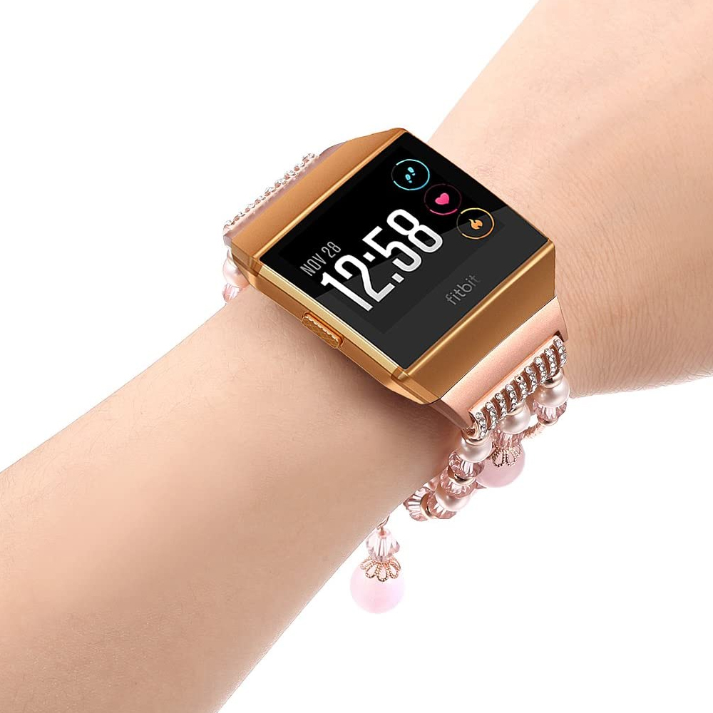 Bracelet de perles élastiques pour Fitbit Versa 2 Lite Ionic Bands Smart Watch Band Remplacement Femme Soucches habillées Accessoires de bracelet