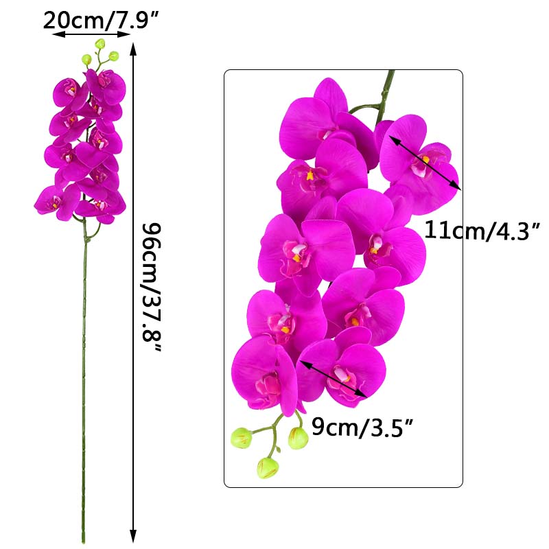 9heads 100cm Artificiel Orchid Flowers Butterfly Phalaenopsis Real Touch Orchid Wedding Festival Home Free Flower Decoration