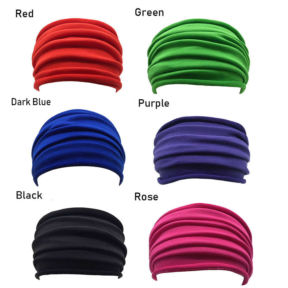 13 kleuren stretch yoga haarband vrouwen vouwen brede sport haarband niet -slip elastische hoofdband tulband hoofdtekstrunning -accessoires