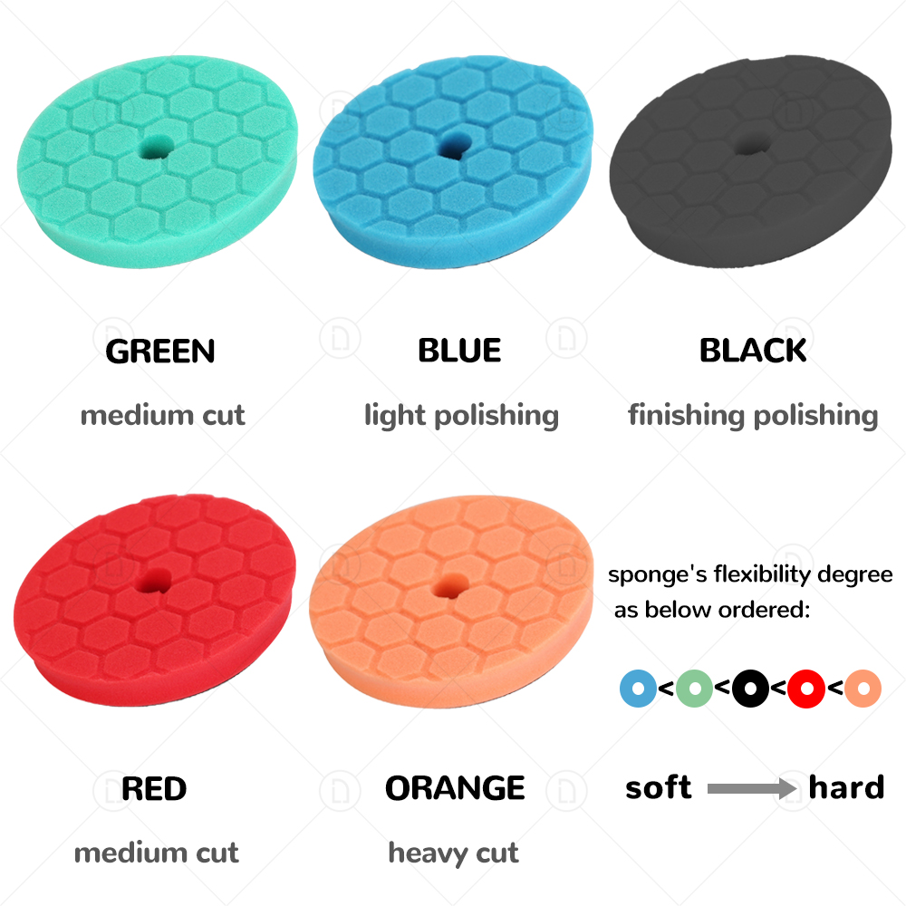 5/6 Inch 125mm Polishing Finishing Pad Hex-Logic Sponge For Car Headlights Waxing Buffing Sandpaper Disc For DA/RO/GA Polisher