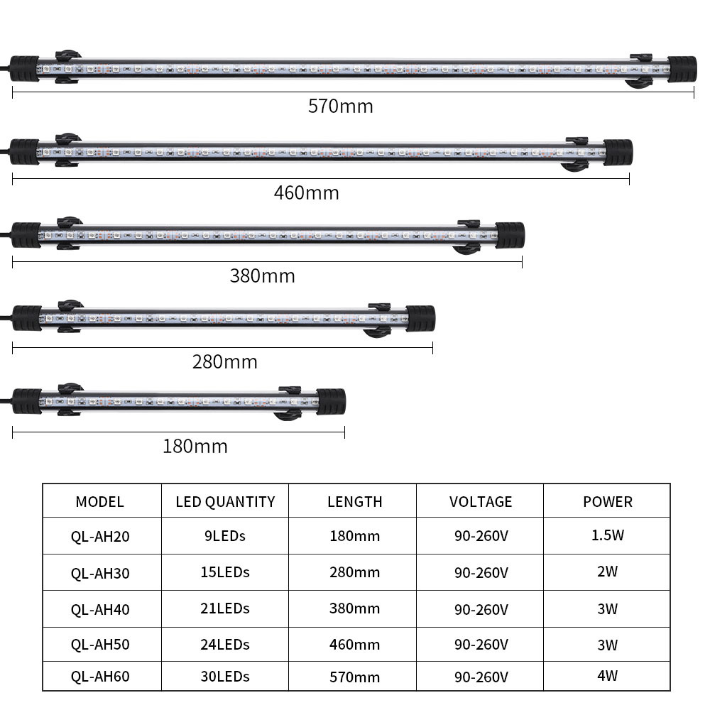 Sieben MasterRGB Aquarium Light 18-57 cm Fernbedienungssteuerlampe Bunte Lampe 90-260V Lampe für Pflanzen Fischtank Amphibiengebrauch