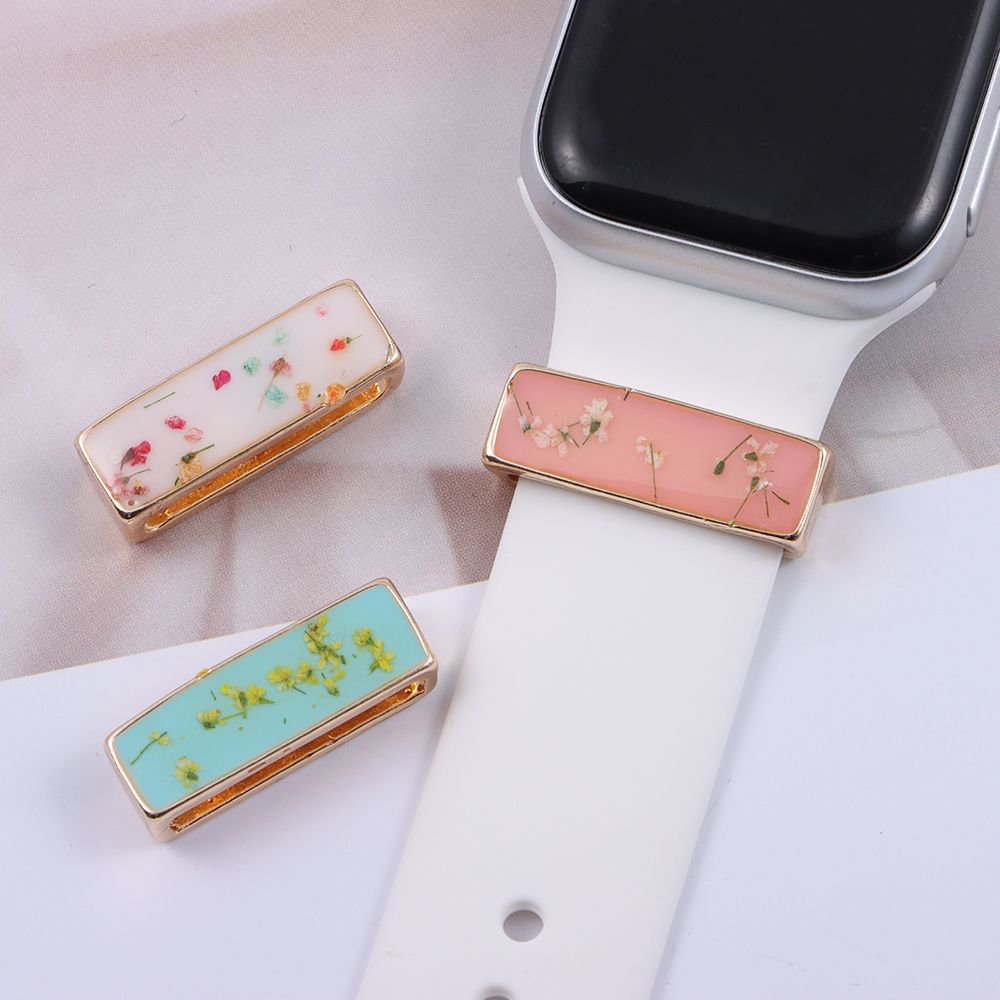 Nouveau pour le groupe de montre Apple Watch Metal Charm Drop Glaze Flower Anneau Diamond Ornement Smart Watch Silicone Strap Accessoire