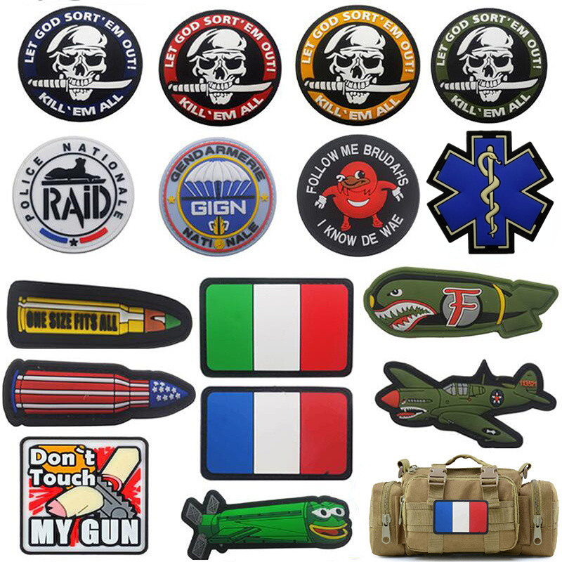 França Itália Swat Team PVC Rubber Hook Distrange Patches Tactical Borderyy Patch Hat Roupos Roupa Uniflens Emblem