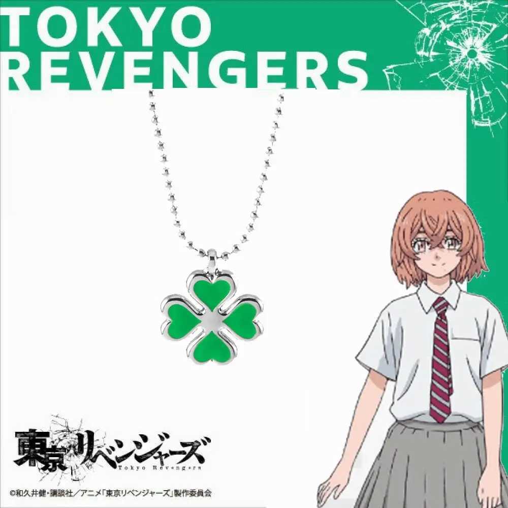 Hänghalsband Anime Tokyo Revengers Hinata Tachibana Four Leaf Clover Halsband Pendant Halsband för kvinnor Girls Fashion Luck Choker Jewelry 240410