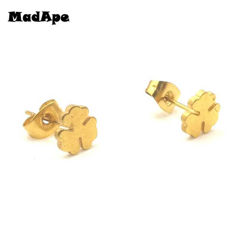 Colliers pendants Madape Hot Vente Classic Clover Boucles d'oreilles en acier inoxydable Gold Couleur Femmes Moucles d'oreilles SUR BOUCLES DOREILLES ARETES BIELLIR 240410