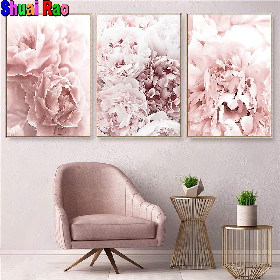 Pink peony Flower pictures diamond painting,full,square,round diamond embroidery Rose,mosaic diamond diy 