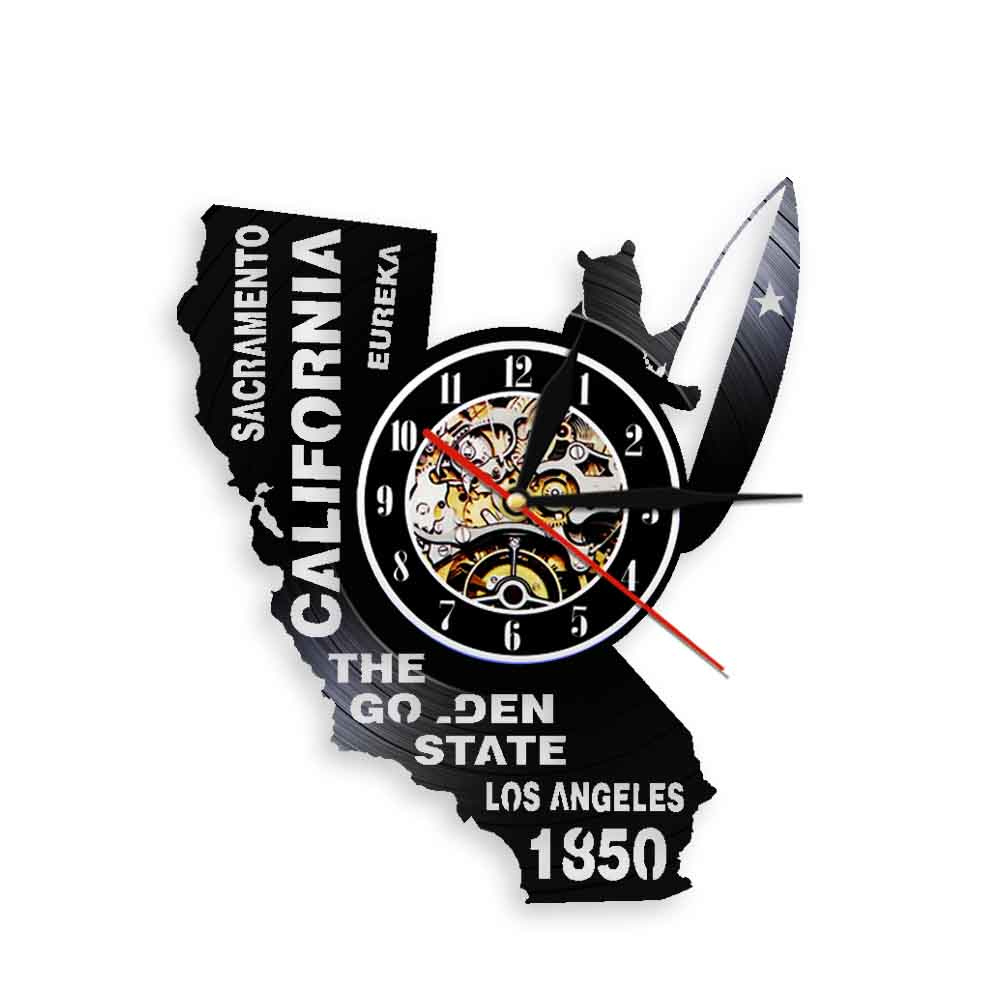 Eureka The Golden State California State Home Wall Clock Sacramento Los Angeles Vinyl Record Wall Clock USA Travel Souvenir Gift