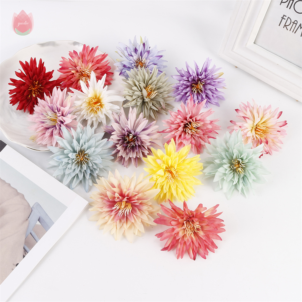 Silk Artificiel Chrysanthemum Heads for Diy Daisy Flower Wreaty Accessories Bride Wedding Christmas Party Party Home Decoration