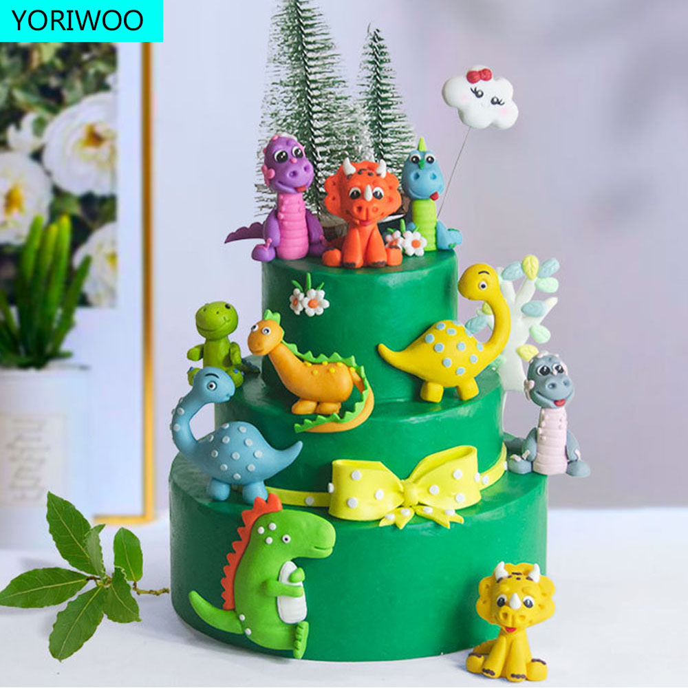 Yoriwoo Dino Dinosaur тематическая вечеринка торт топпер джунгли сафари 1 -й день рождения украшения декора