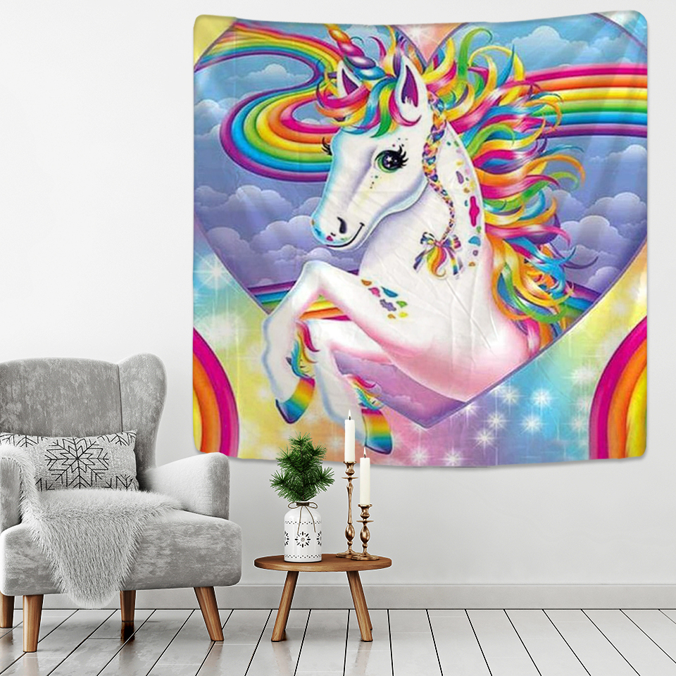 Rainbow Unicorn Tapestry Mur suspendu Bohemian Beach Mat polyester mince couverture de châle de yoga