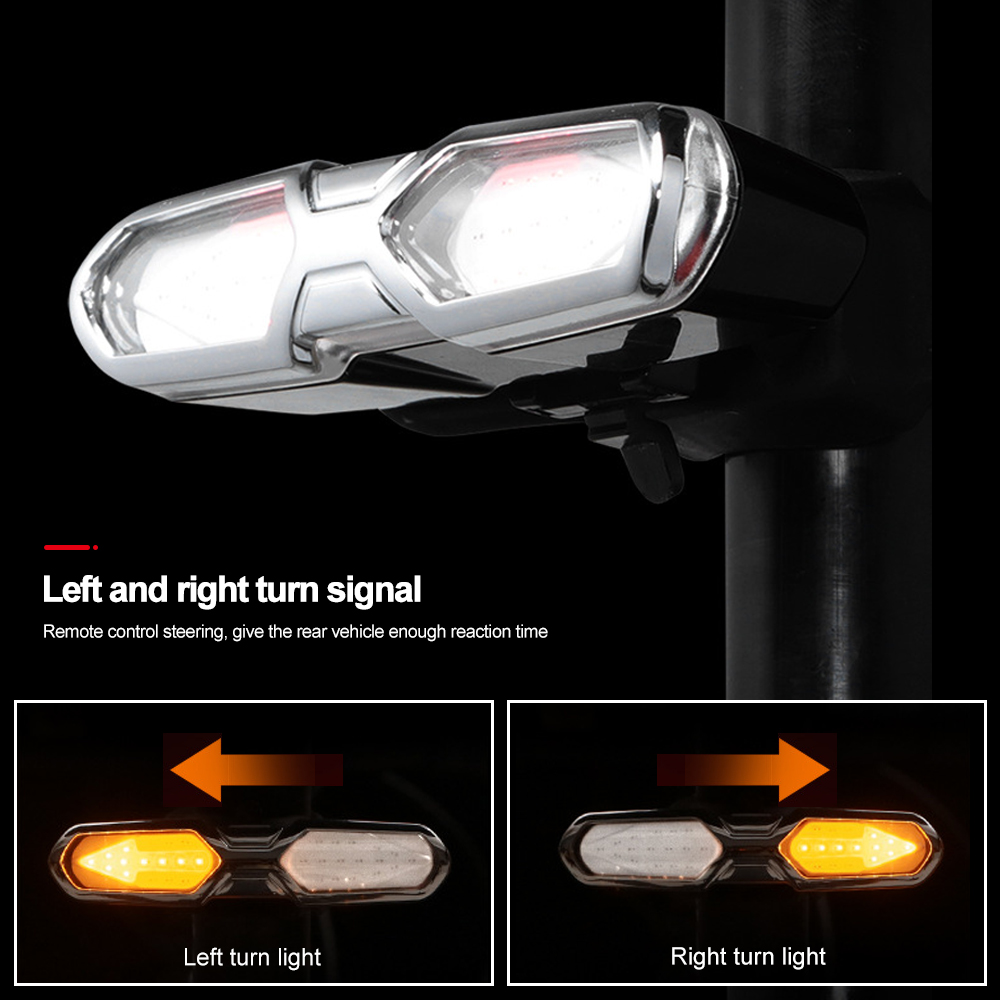 USB Rechargeable Bike Rear Lamp Remote Control Turn Signal Cycling Taillight MTB Road Safety Warning Bike Light