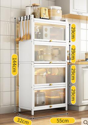 Étagères de cuisine étagères à plusieurs étages armoire avec porte d'armoires multifonctionnelles, baguettes, assiettes, casseroles,