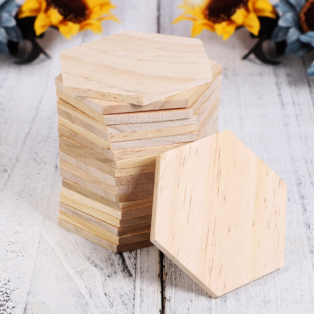 1 cm spesse fette di legno di legno esagonali pezzi in legno dischi ornamenti in legno la pittura di architettura modella decorazione la casa