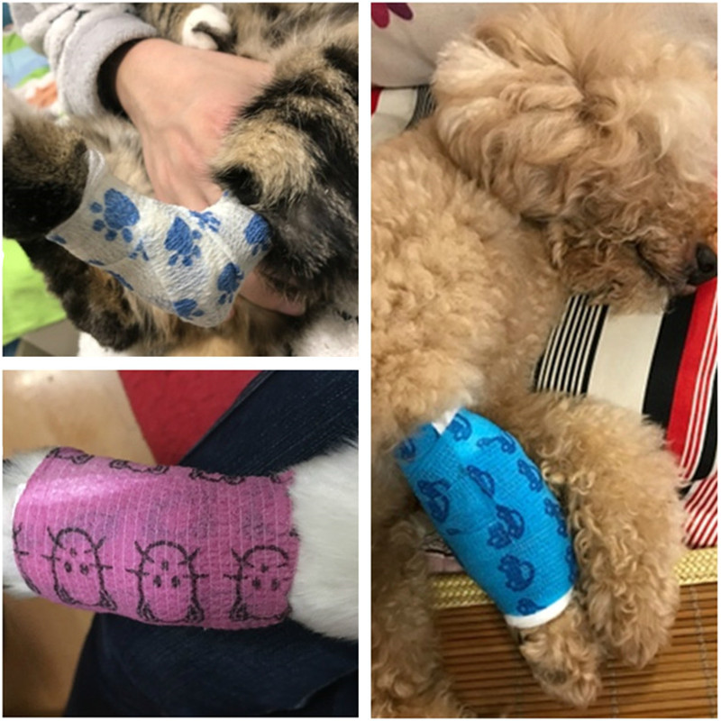 1 Roll Breathable Elastic Pet Dog Cat Foot Bandage Pet Self Adhesive Wrap Bandage Medical Tape For Pet Health Care Supply 4 Size