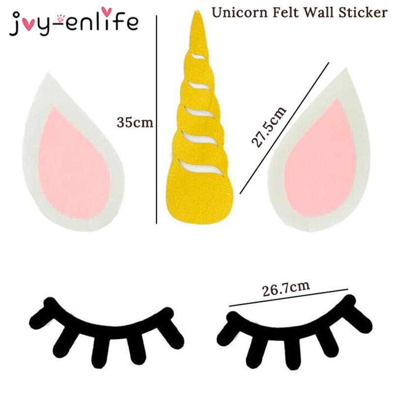 Födelsedag enhörning Party Decor Diy Unicorn Horn Eyelashes Ear Wall Sticker 20cm Paper Pom Poms Baby Shower Party Backdrop Supplies