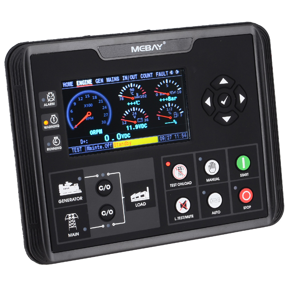 Controller del set di set di generatori DC72D/DC72DR MEBAY i parametri del genset diesel/benzina/gas con visualizzazione dello schermo LCD da 4,3 