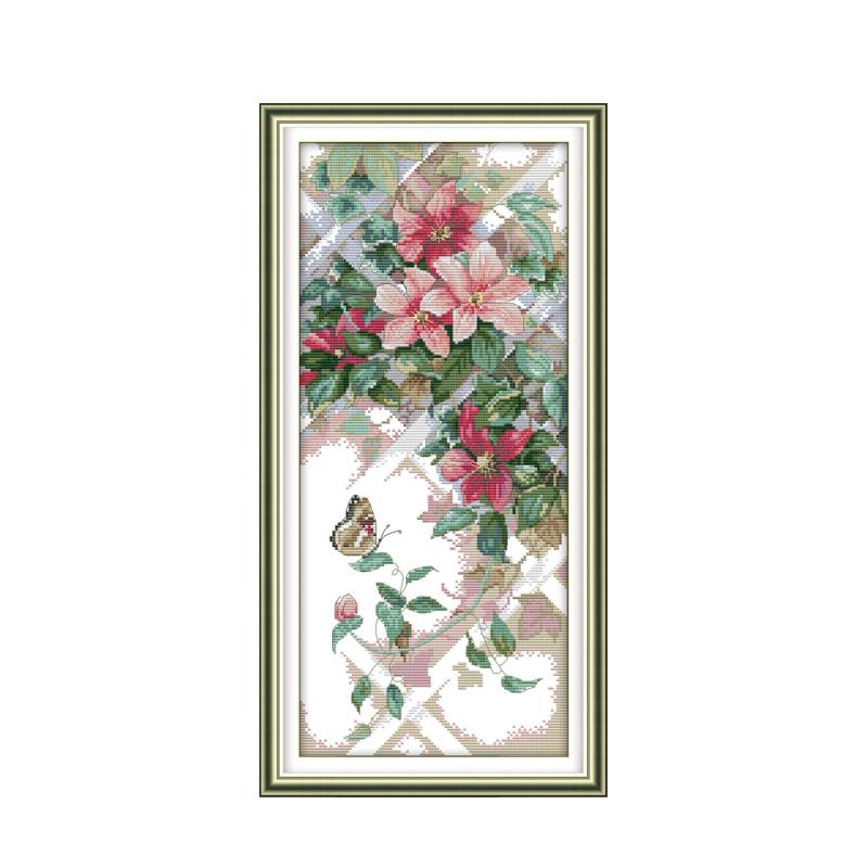 Joy Sunday Plant Flower Cross Stitch Kit 11CT 14ct Handmade DMC Borduurwerkafbeeldingen met Chinese borduurkit DIY -handwerk