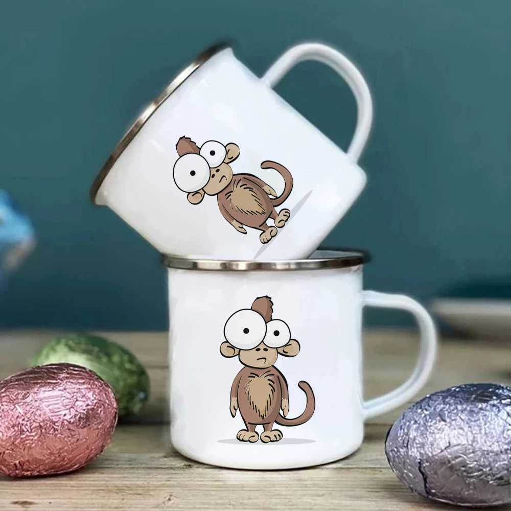 Tasses Mug Cartoon Cadeau de tasse en émail imprimé pour enfants tasse en métal tasse de café Mug kawaii tasses en gros pour sublimer drinkware 240410