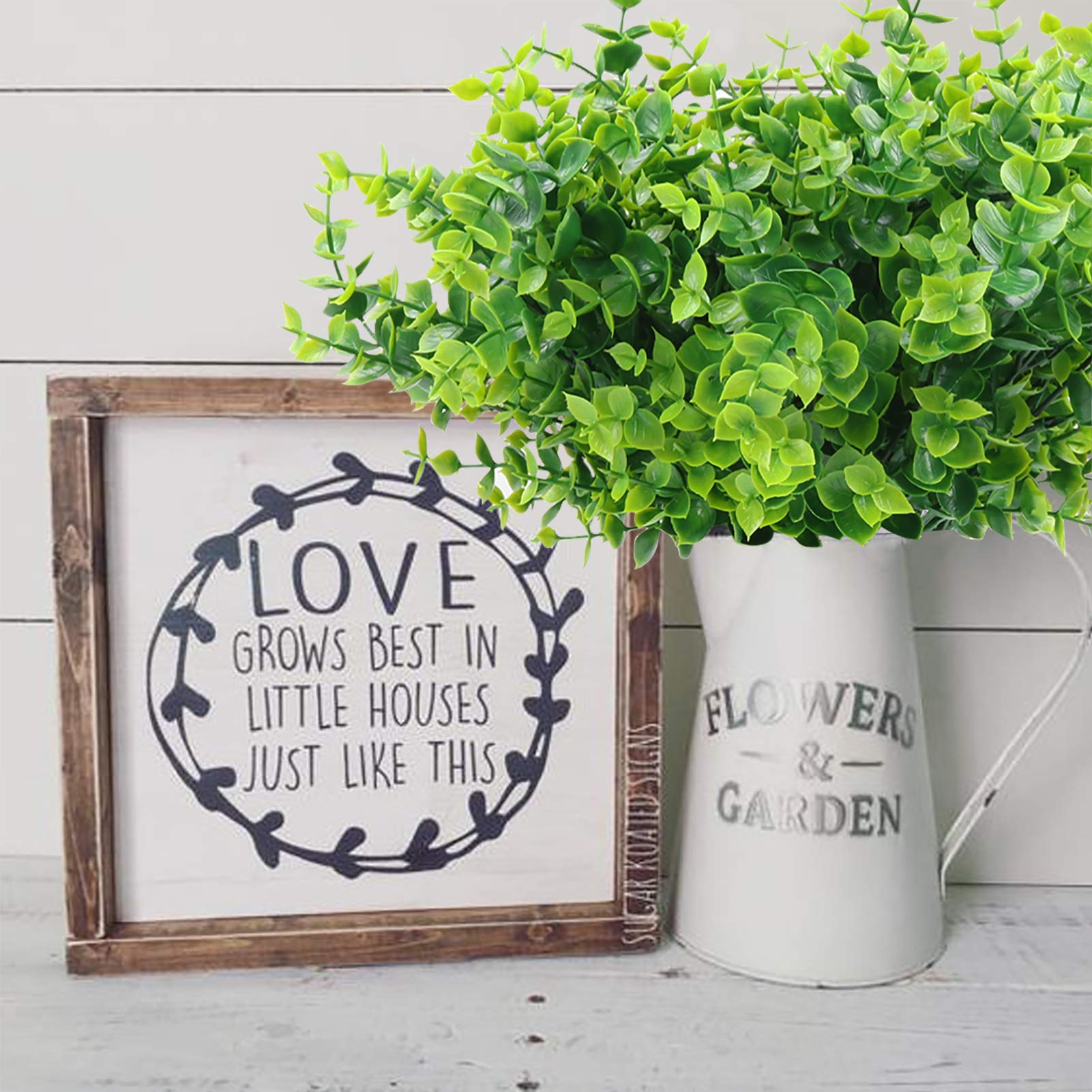 人工植物緑のユーカリの箱の木の茎偽の植物と家、庭、オフィス、結婚式、装飾のための緑の泉