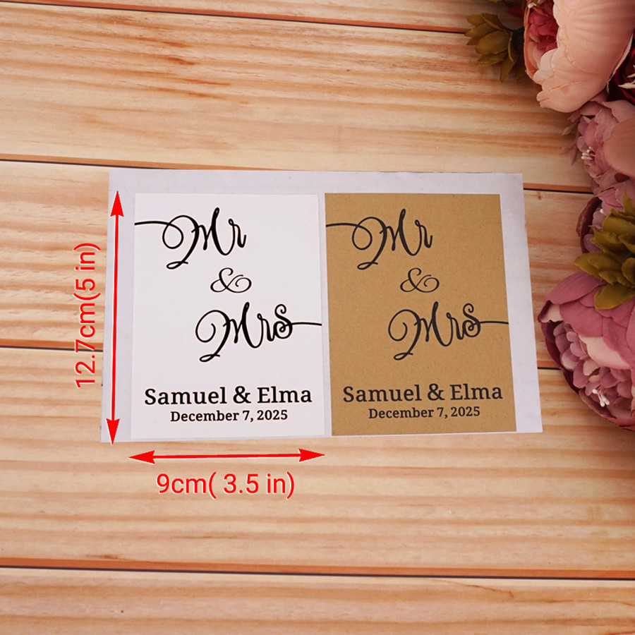 Personalized Art Letter DIY Wine Bottle Labels Stickers Custom Couple Name and Date for Wedding Decor