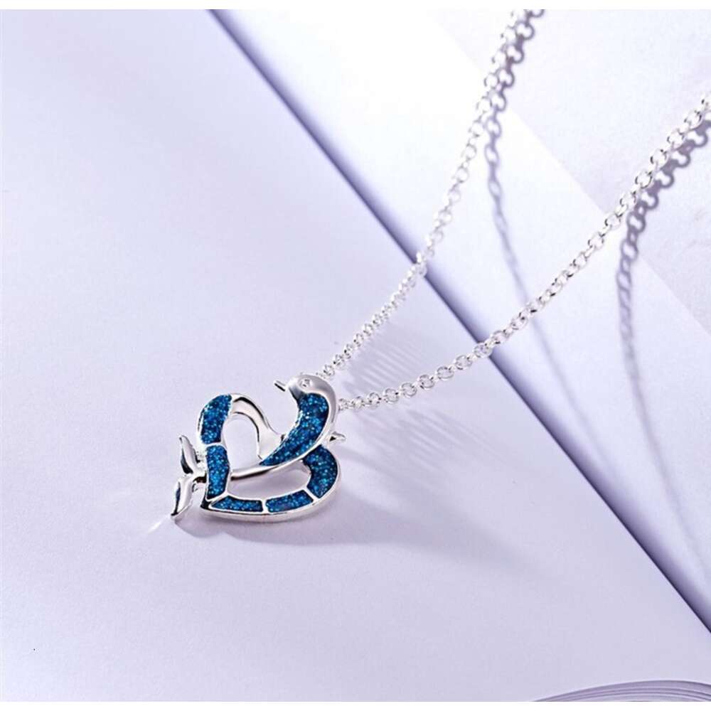 Nieuwe Sier Fashion Love Dolphin Opal Charm Auspiricy Treasure Dames ketting hanger