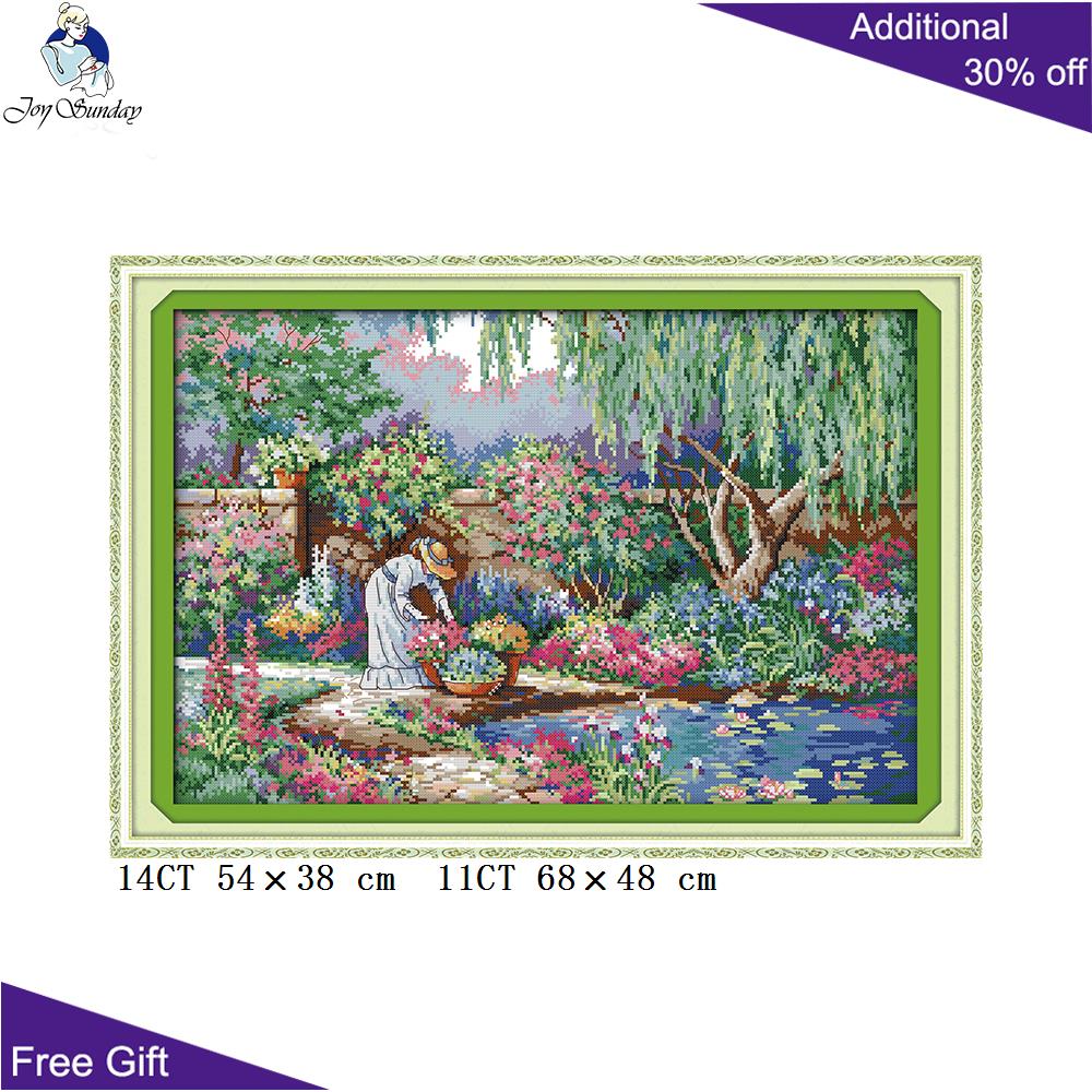 Joy Sunday Outing Home Decor F114 F242 F319 F545 F777 RA401 Counted Stamped Country Suburban Scenery Needlework Cross Stitch kit