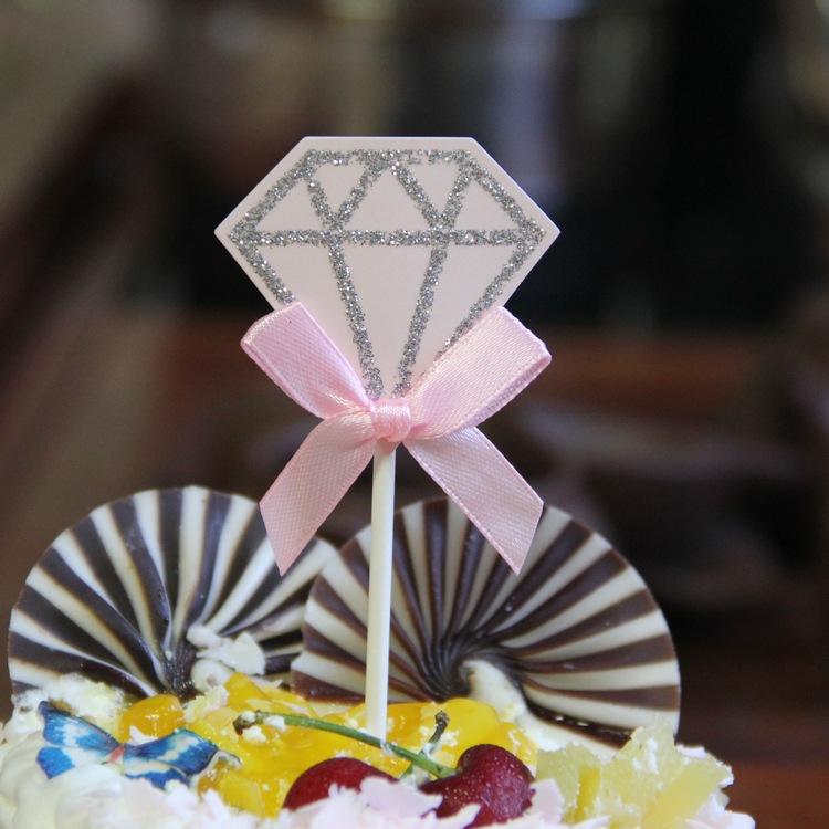 5stDiamond Birthday Wedding Cake Topper Cupcake Flags Birthday Party Cake Baking Decor Baby Shower Cake Flags