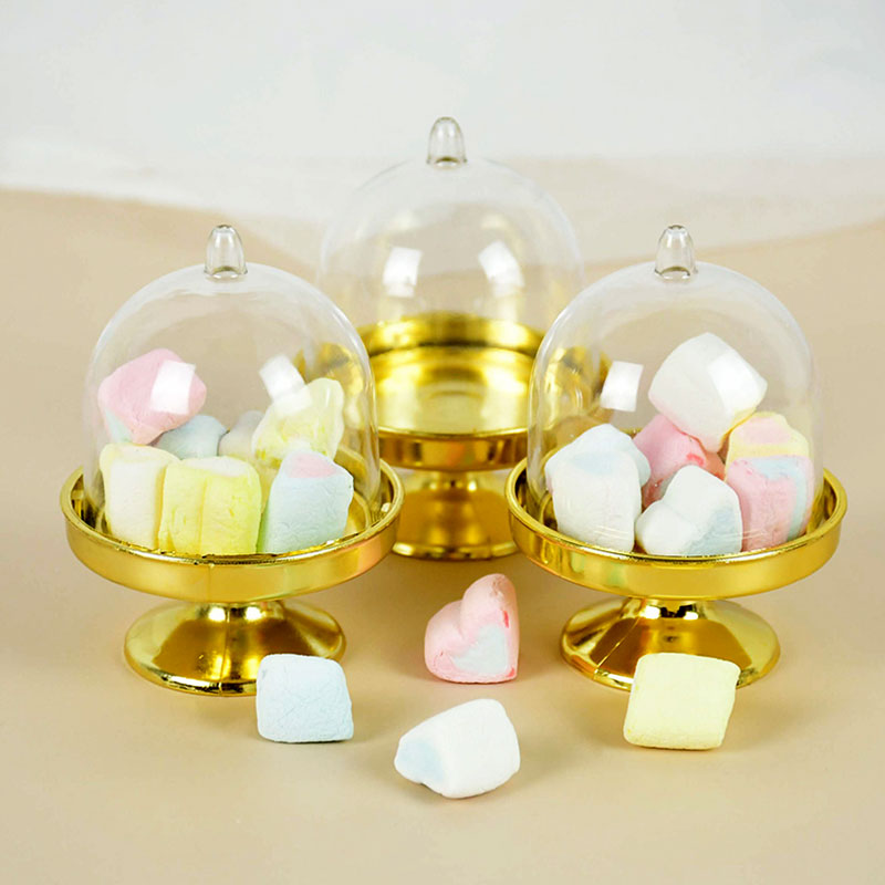 4/Gold Candy Box Plastic Duidelijke bruiloft Geschenkdozen voor gasten Trade Modellering Dessert Mini Stand Party FAVERS Candyhouders