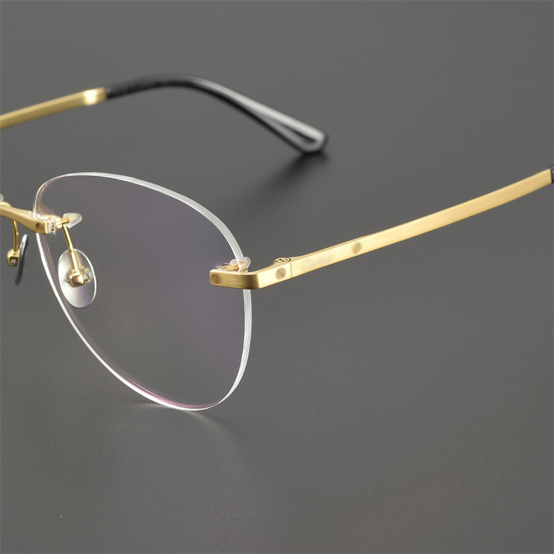 Solglasögonramar C-0201er märke Vintage Rimless Titanium Reading Women Men Glasses Frame Optical Square Eyewear Luxury Recept Gelglas