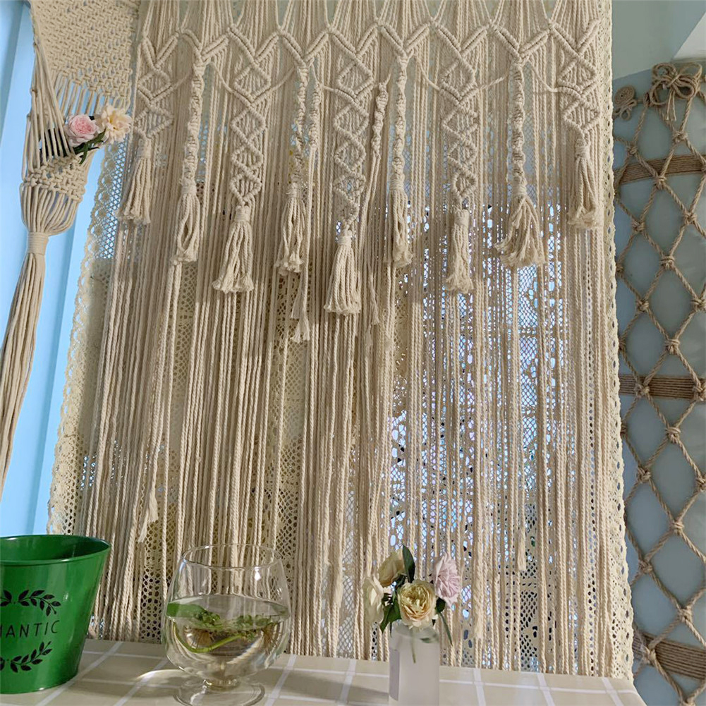 Boheemse macrame gordijn tapijtwand hangende macrame geweven deur gordijnverdeler hangende droomvanger voor slaapkamer woonkamer