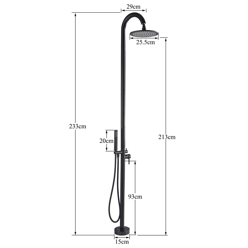 Chrome Black Nickel Shower Torneira do piso de pé Villa ao ar livre Misturador frio Misturamento de deck muito alto chuva de chuva de chuva de chuva