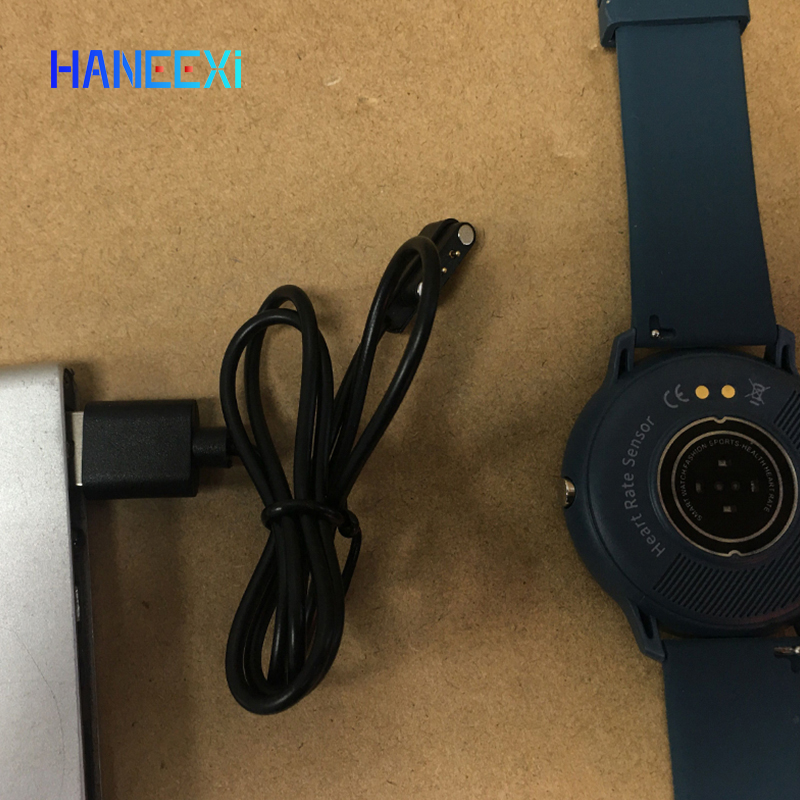 Magnetisk laddning av hög kvalitet för ZL02 ZL01 Smart Watch Armband 2 Pin Black Power Charger Data Cables