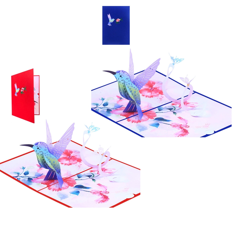 3D Pop Up Cards Hummingbird Födelsedagsjubileumsgåvor Vykort bröllopinbjudningar gratulationskort med kuvert