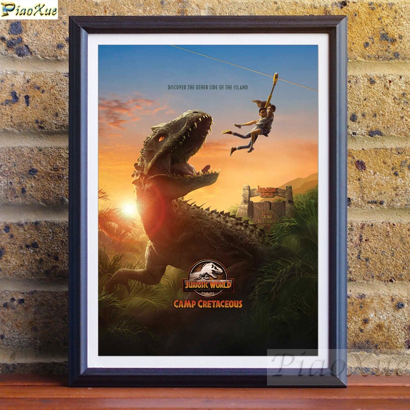 Film fai -da -te Diamond Painting Jurassic World Mosasaurus Mosaic Escano Dinosaur Poster Rhinestone Cross Cross Kit Regalo bambini