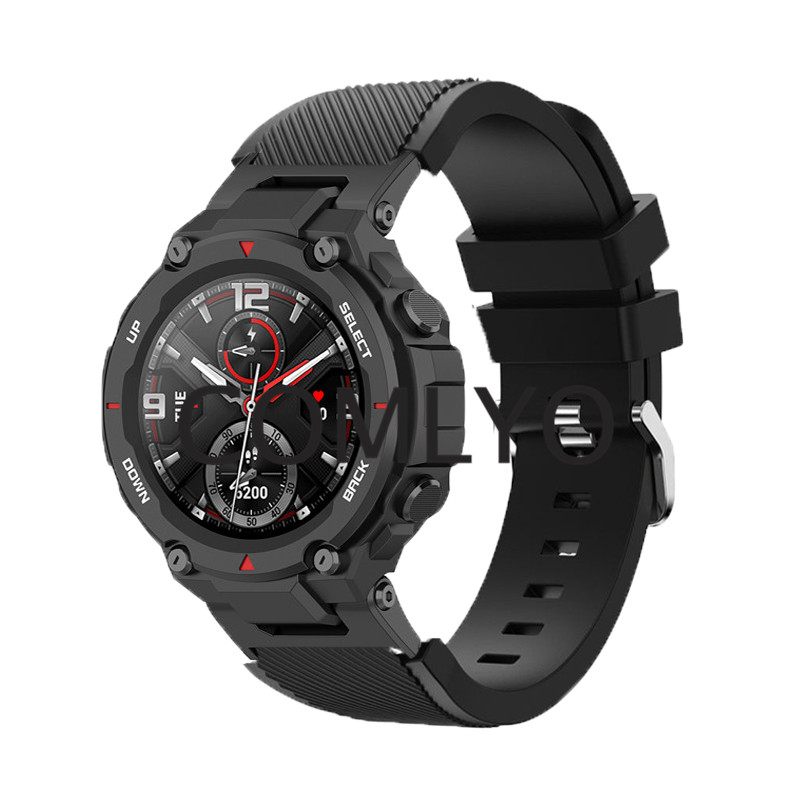 2in1 Huami Amazfit T-Rex Pro 스트랩 실리콘 야외 스포츠 팔찌가있는 금속 어댑터 커넥터 나사로드 핀