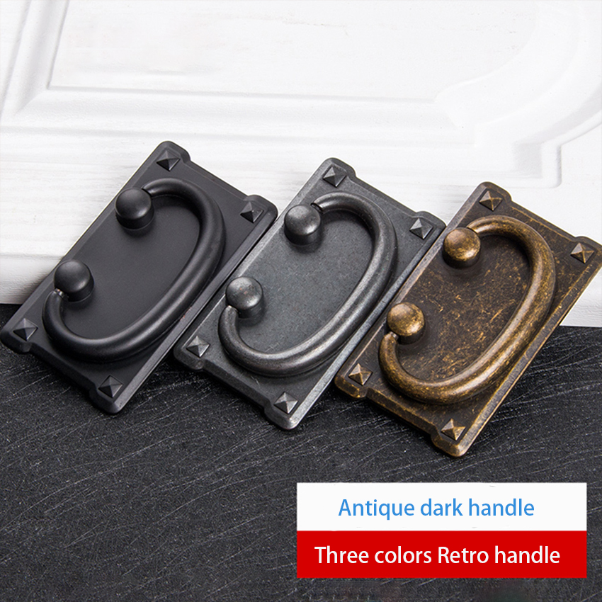 Antique Square Wardrobe Door Small Handle American Style Knobs And Pull For Cabinet Retro Handle Rectangle Cabinet Pull Ring