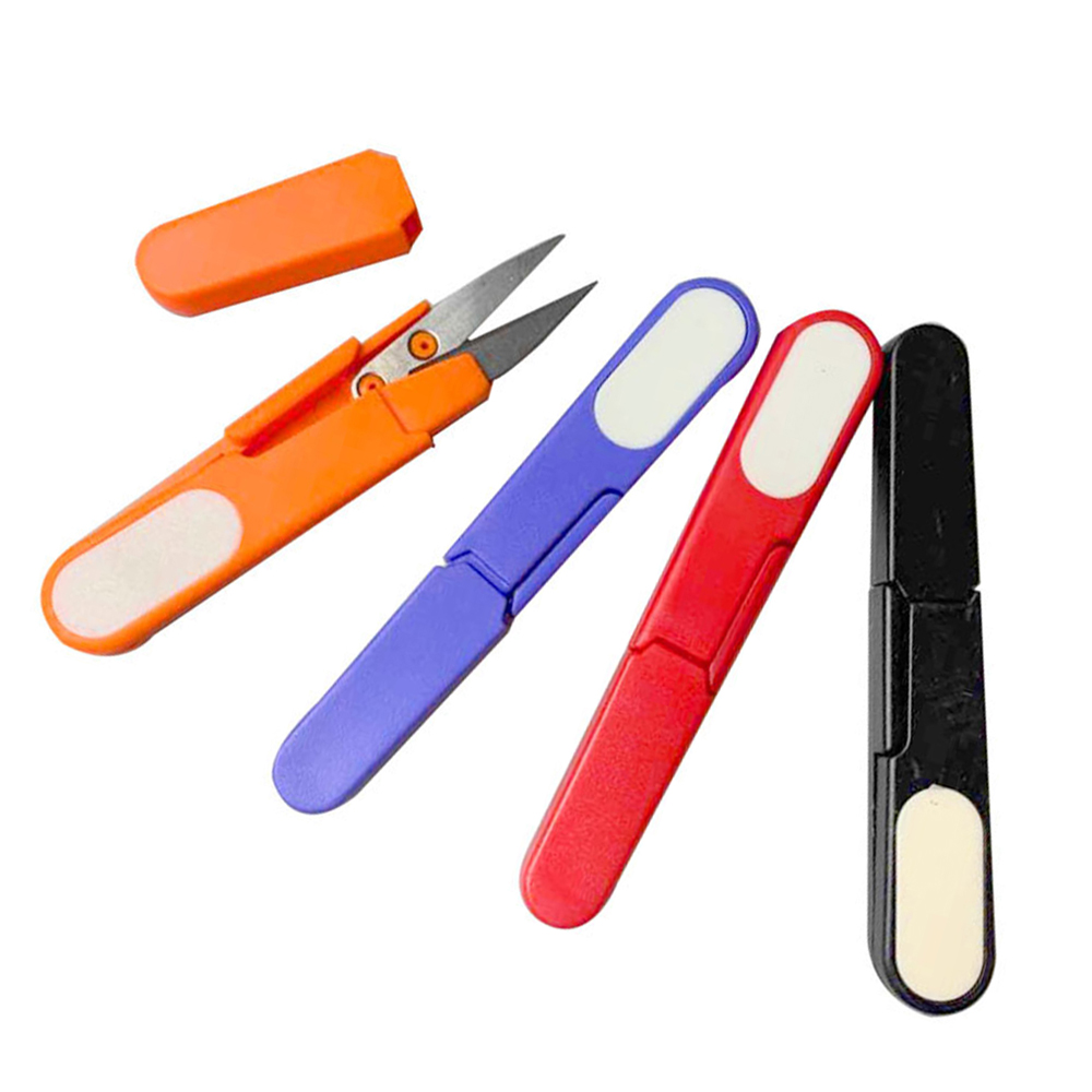 Portable Plastic Handle Capped Fishing Line Cutter Scissors Cord Sewing Fishing Tackle Tools