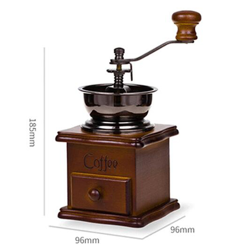 Café Grinder vintage rétro manuel à main manivelle en bois de haute qualité en bois de café en bois moulin à moulin à haricot
