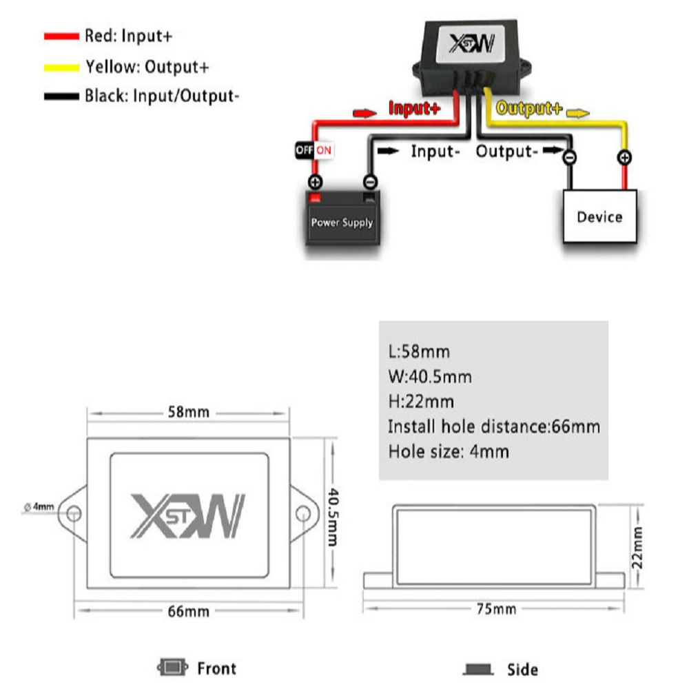 Vattentät IP67 DC DC Converter Regulator DC15-72V 24V 36V 48V Stig ner till 12V 5A 60W Modul Bilströmförsörjningsspänning