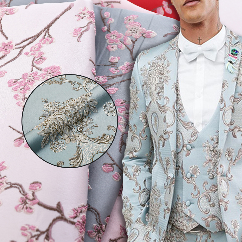 Шелковая атласная парлая из ткани роскошная жаккардовая ретро китайский стиль цветочный вышивка