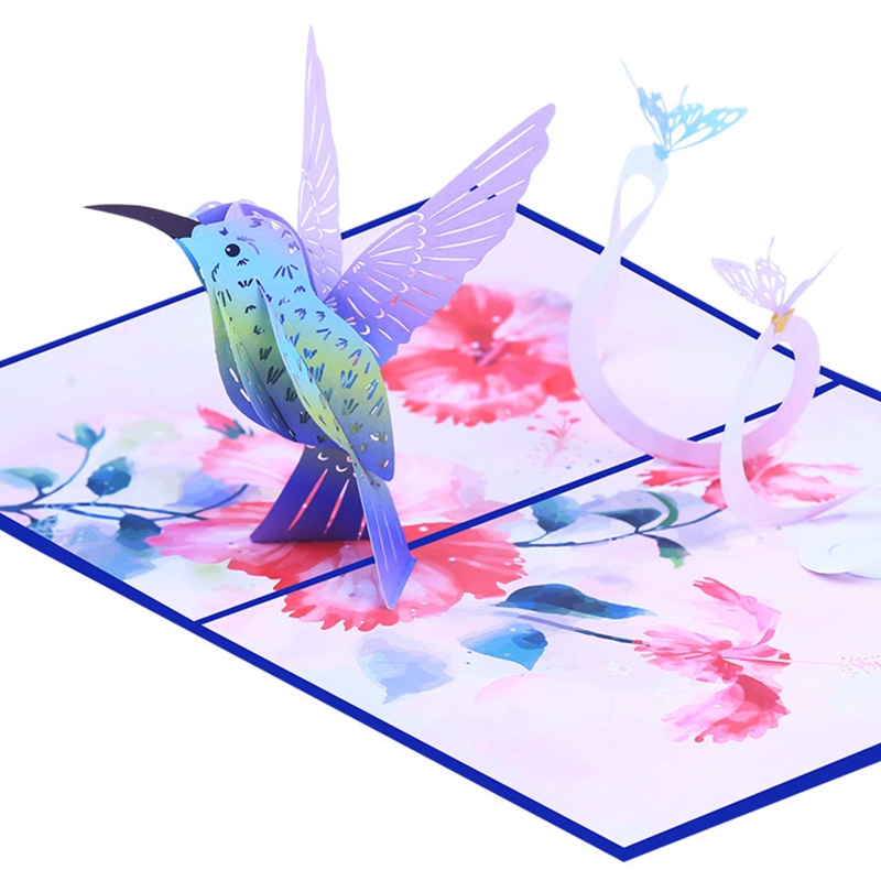 3D Pop Up Cards Hummingbird Födelsedagsjubileumsgåvor Vykort bröllopinbjudningar gratulationskort med kuvert