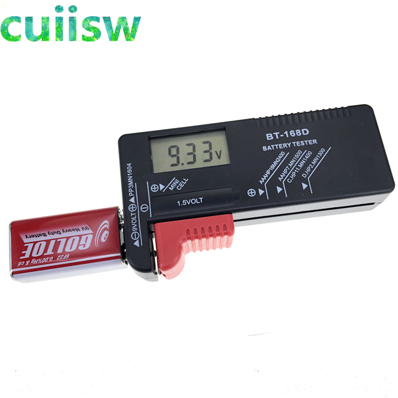 BT-168D LED Universal Digital LCD Battery Checker Volt Tester Cell AA AAA C D 9V 1.5V Bouton