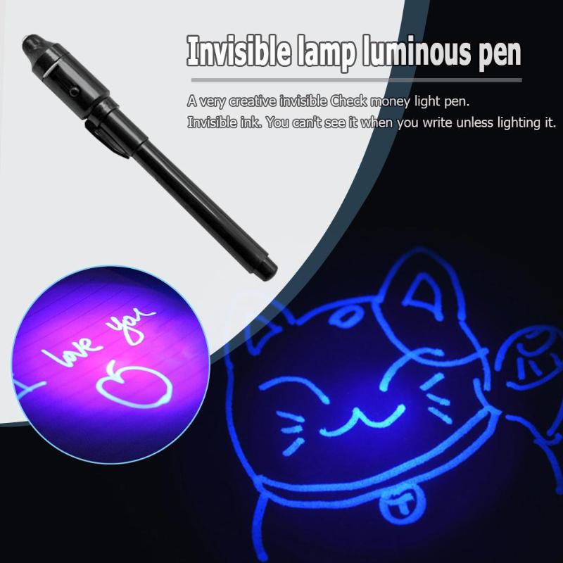 4/7 st 2 i 1 lysande ljus osynlig bläck penna uv kontrollera pengar ljus leksak barn ritning hemliga pennor barn lyser i mörkret