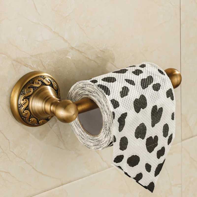 Toilet Paper Holders Toilet Paper Holder Wall Mounted Vintage Classic Bathroom Antique Brass Roll Tissue Box Bathroom Accessories YT-13992 240410