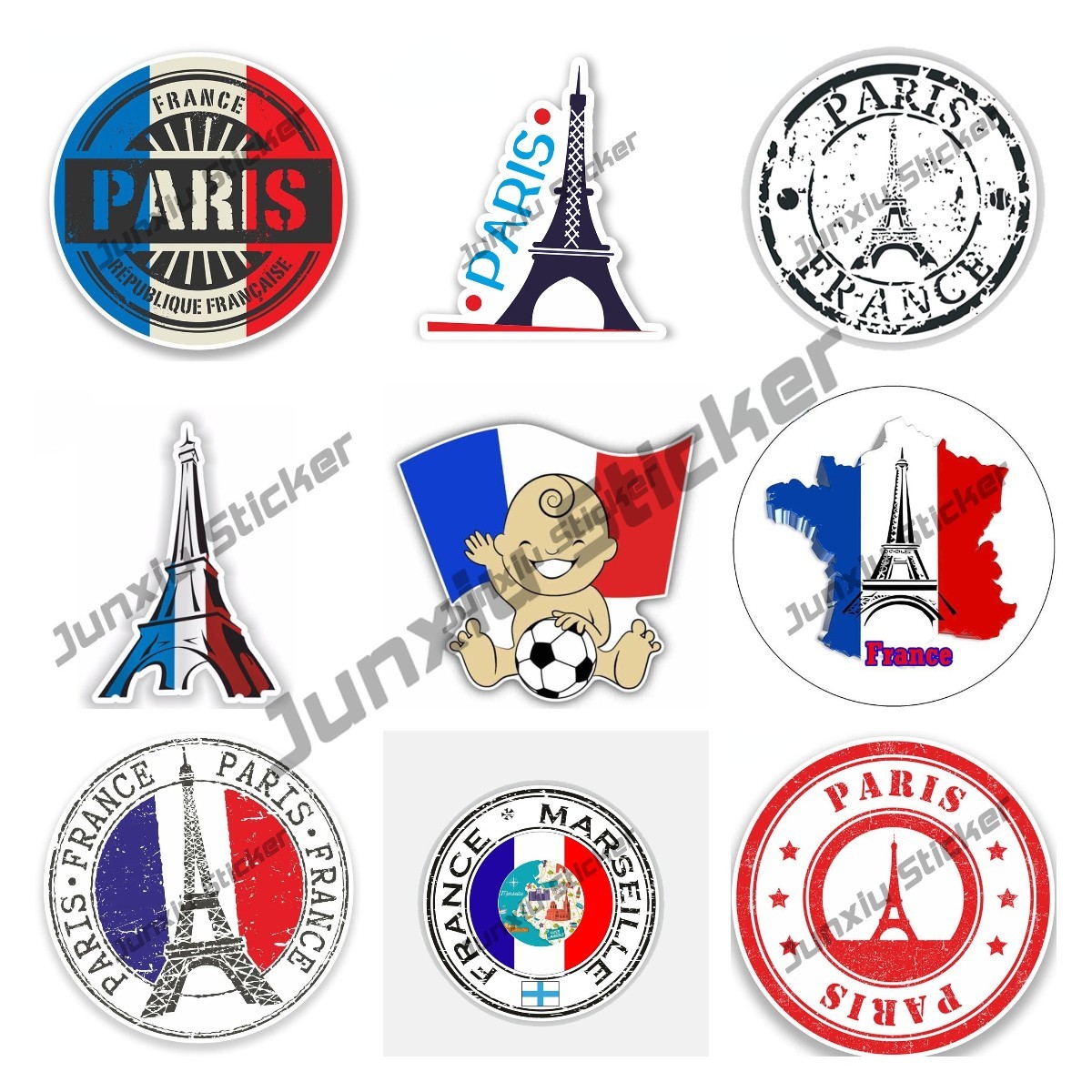 Adesivos criativos de mapa da bandeira da França francesa decalque da república Paris Eiffel Tower France Vinyl Decal de viagem Funny Sign Acessórios de carros