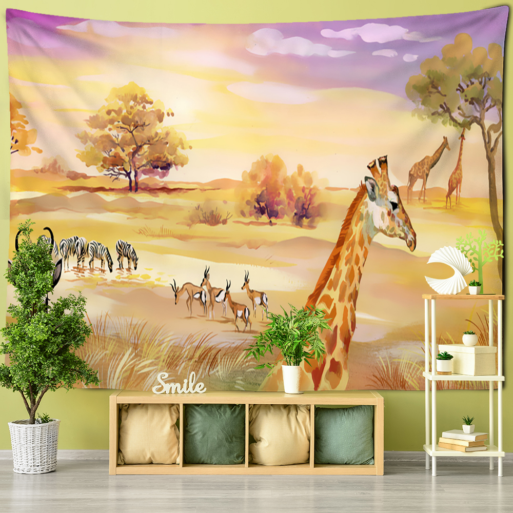 Fawn Oil Painting Tapestry Wall Hanging Animal Natural Scenery Bohemian Hippie Aesthetics Kawaii Room Home Decor