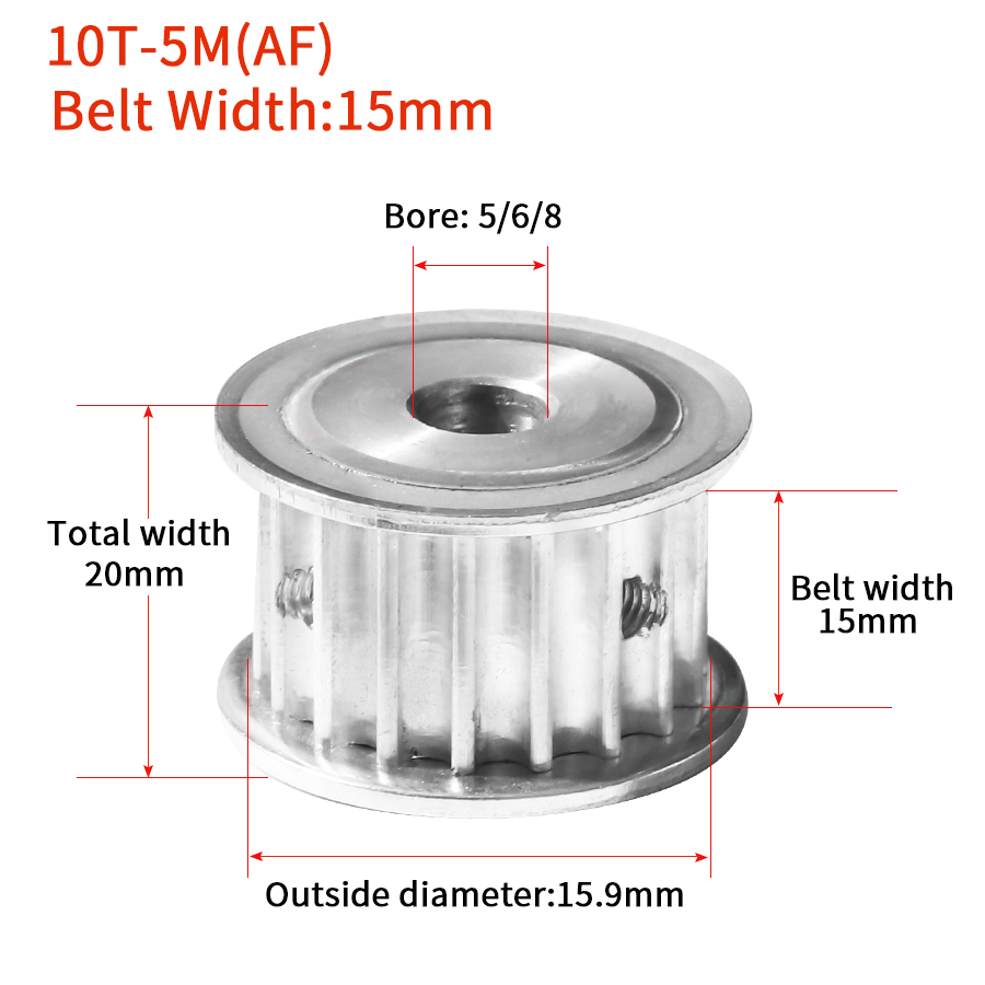 5m 10 зубов синхронно-синхронное синхронное синхронизация шкива с отверстием 5/6/8 мм для ширины 15 мм htd5m ear 10-5m-10 AF 10teeth 10t