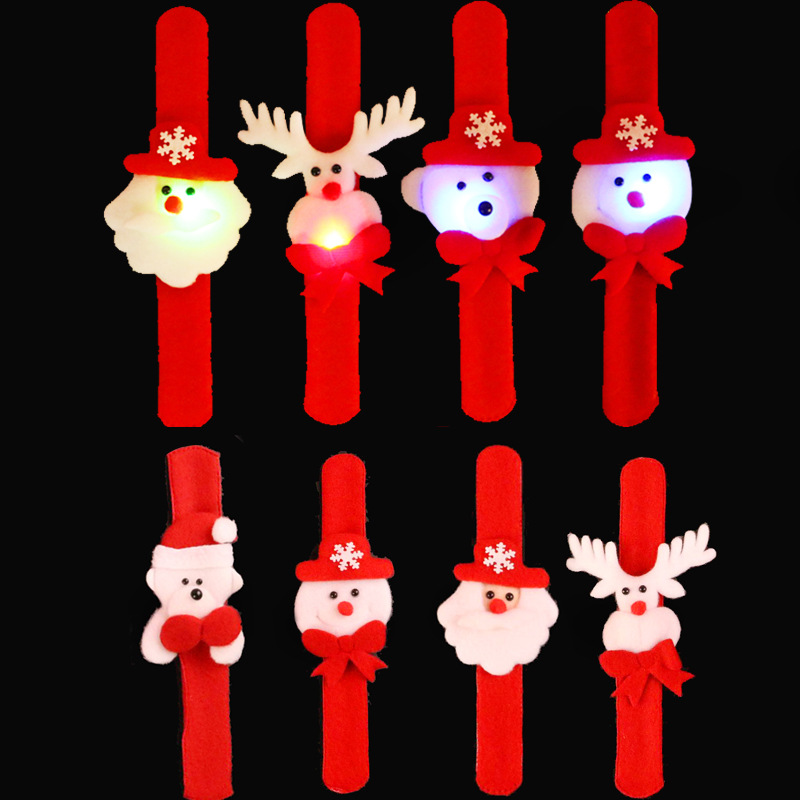 24st Led Light Up Cute Animal Bear Snowman Santa Wristband Slap Armband Children Gifts Girl Boy Party Christmas