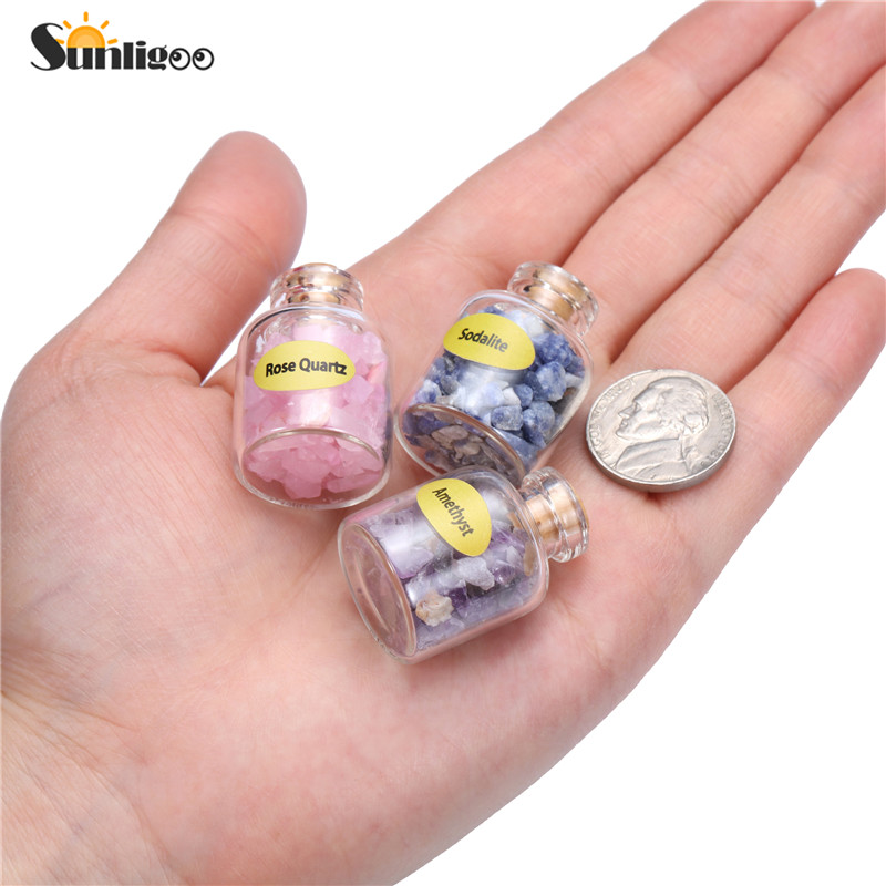 Sunligoo 9 Flaschen mini natürliche halbkreide Edelstein -Chip -Kristallheilung stürmte Reiki Wicca Reisen natürliche Energie Yoga Steine