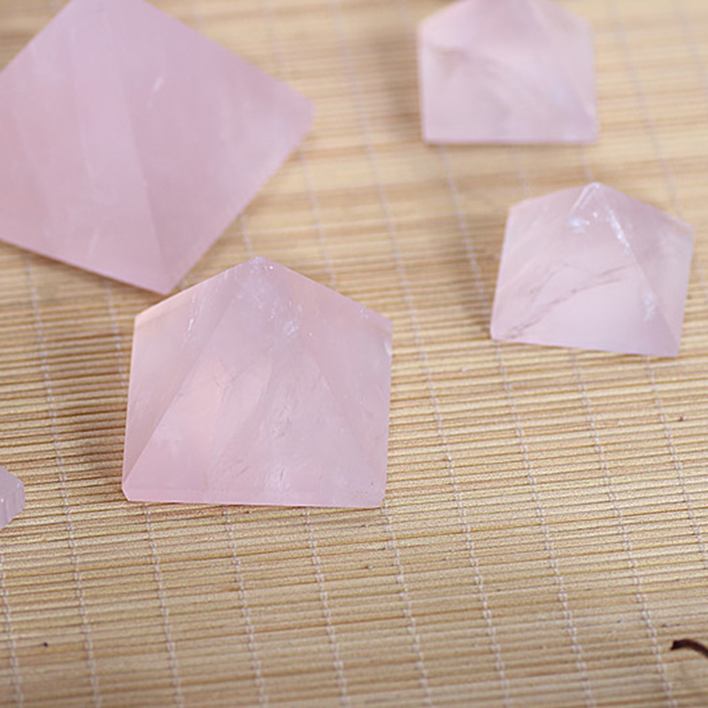 1pc 20-40mm Natural Rose Quartz Pyramid Stone Crystal Feng Shui Healing Specimens